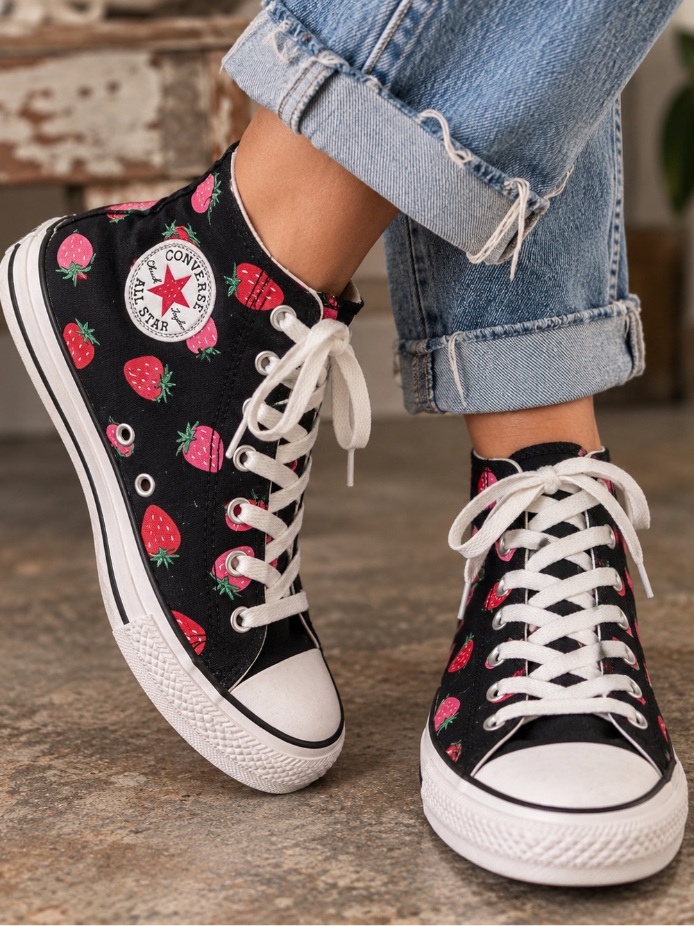 Converse Chuck Taylor All Star Strawberry Print High Top Sneakers 🍓